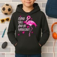 Flamingo Stand Tall And Be Fabulous Kids Hoodie thumb 2
