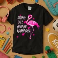 Flamingo Stand Tall And Be Fabulous Kids T-Shirt thumb 3