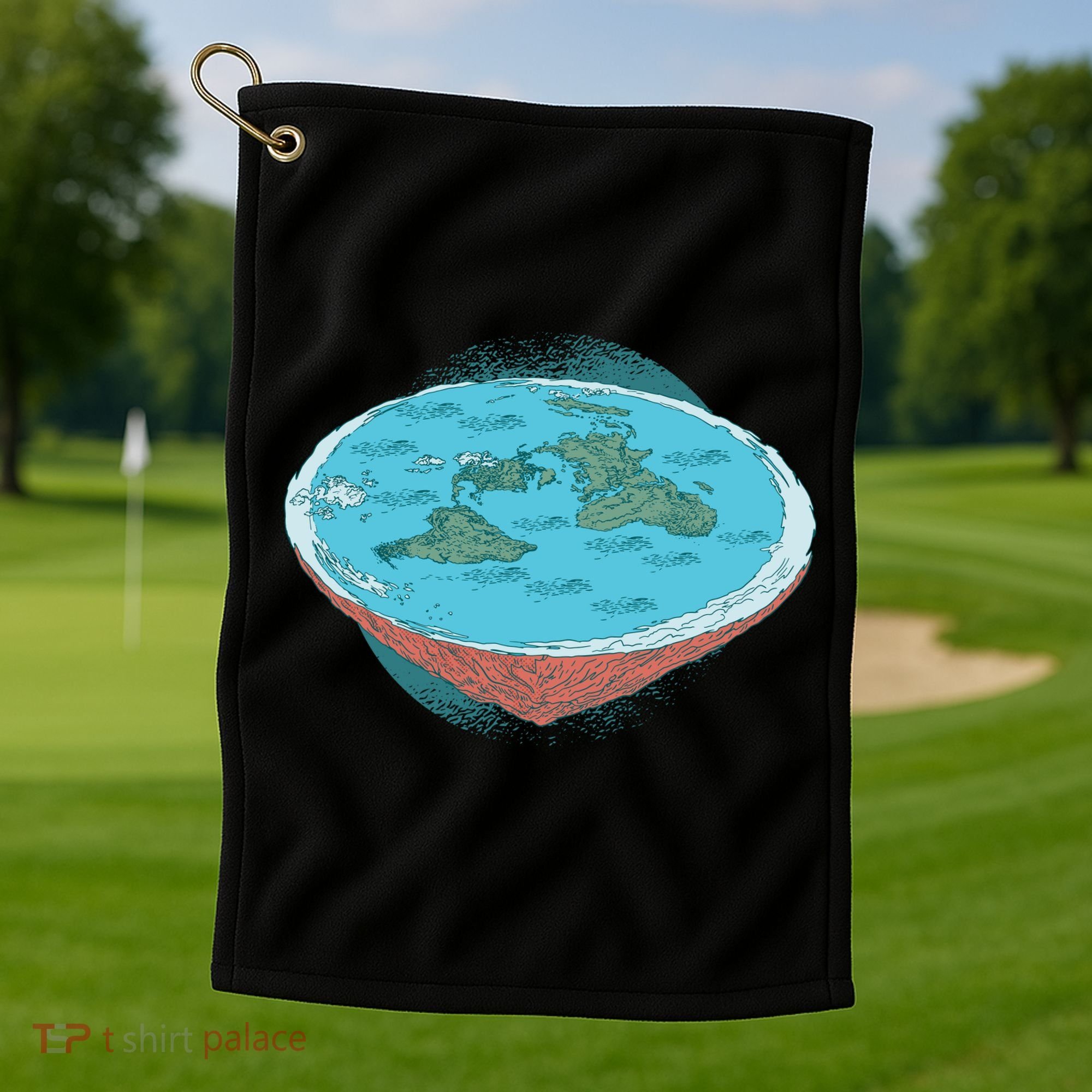 Flat Earth Theory Golf Towel
