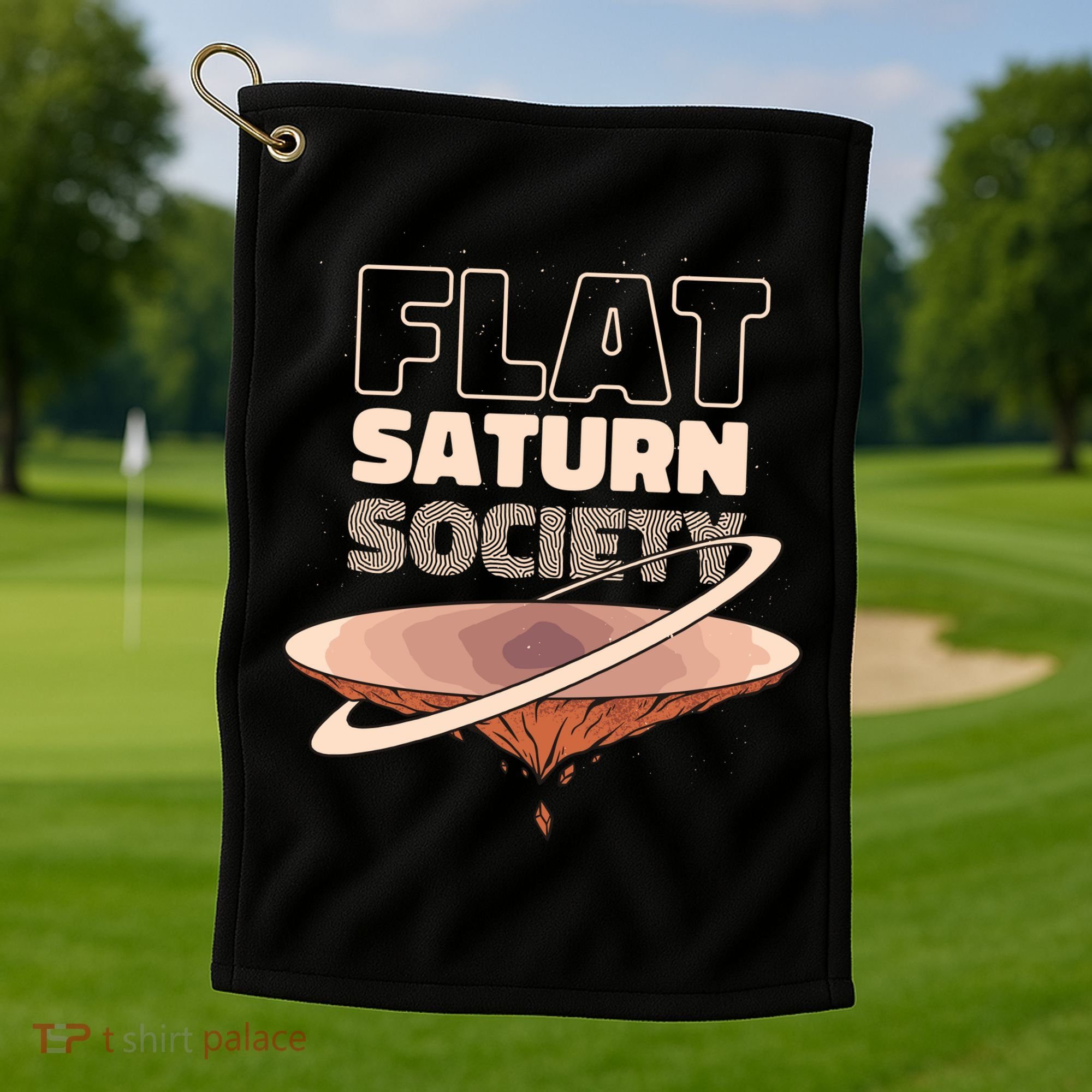 Flat Saturn Society Golf Towel