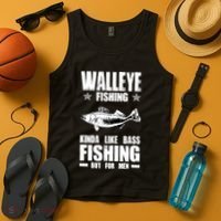 Funny Like Bass Fishing But For  Walleye Fishing Tank Top thumb 4