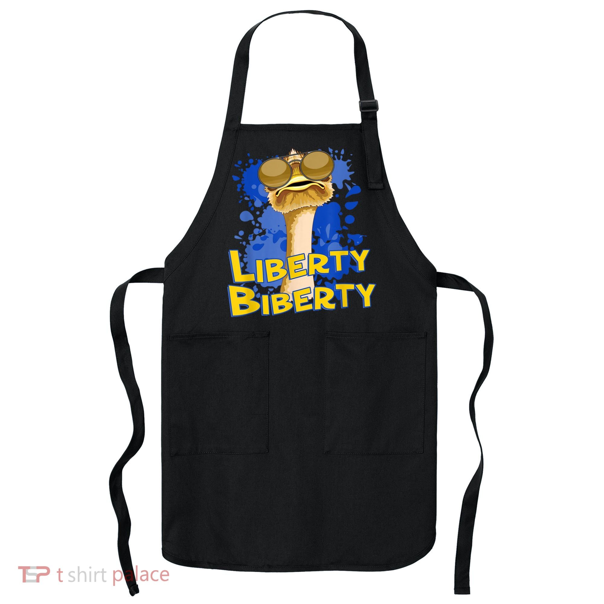 Funny Liberty Biberty Ostrich Sunglasses Humor Blue Apron