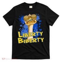 Funny Liberty Biberty Ostrich Sunglasses Humor Blue T-Shirt thumb 0