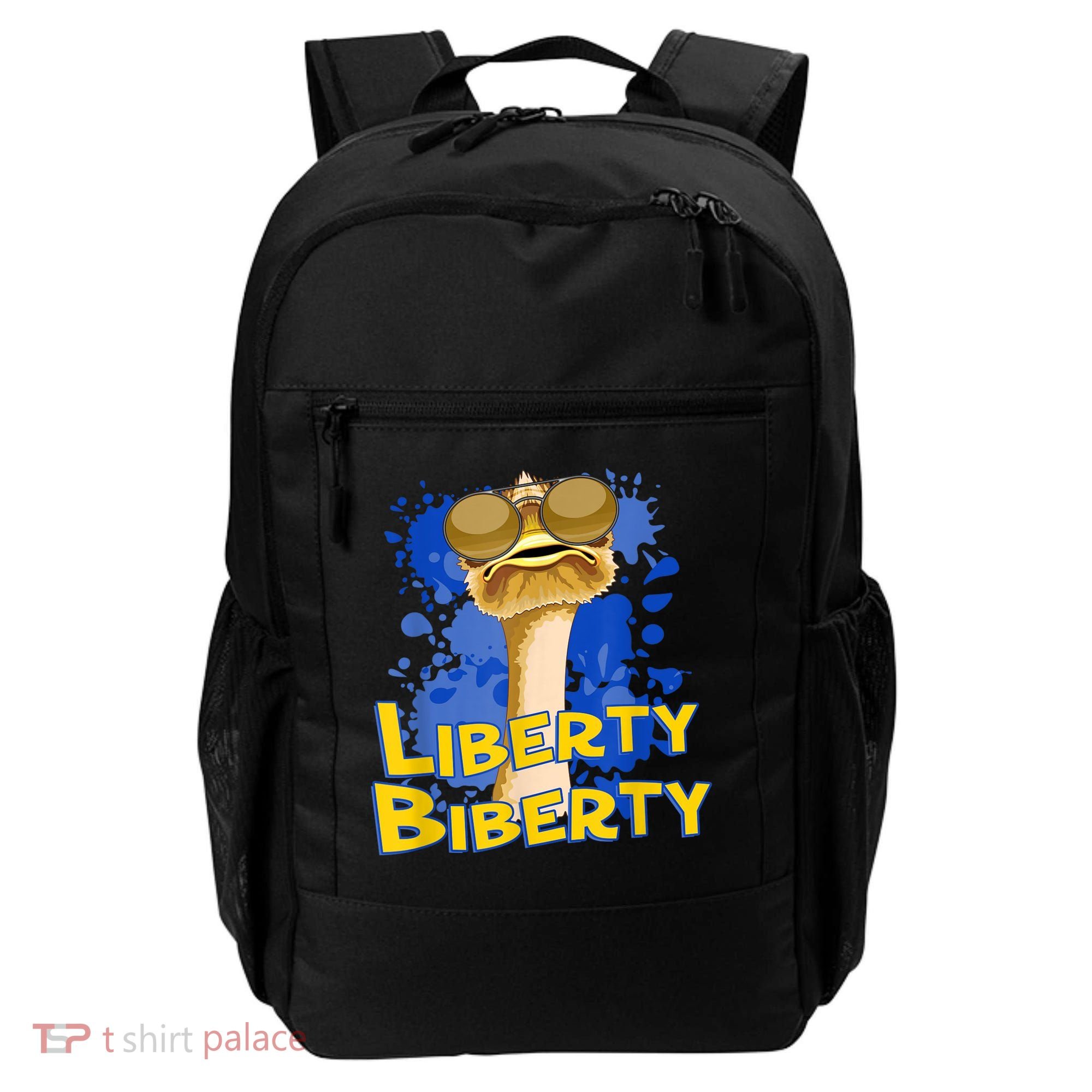 Funny Liberty Biberty Ostrich Sunglasses Humor Blue Backpack