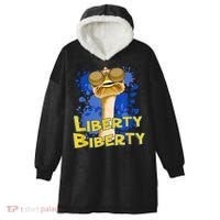 Funny Liberty Biberty Ostrich Sunglasses Humor Blue Hooded Wearable Blanket thumb 0