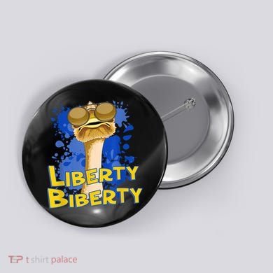 Funny Liberty Biberty Ostrich Sunglasses Humor Blue Button