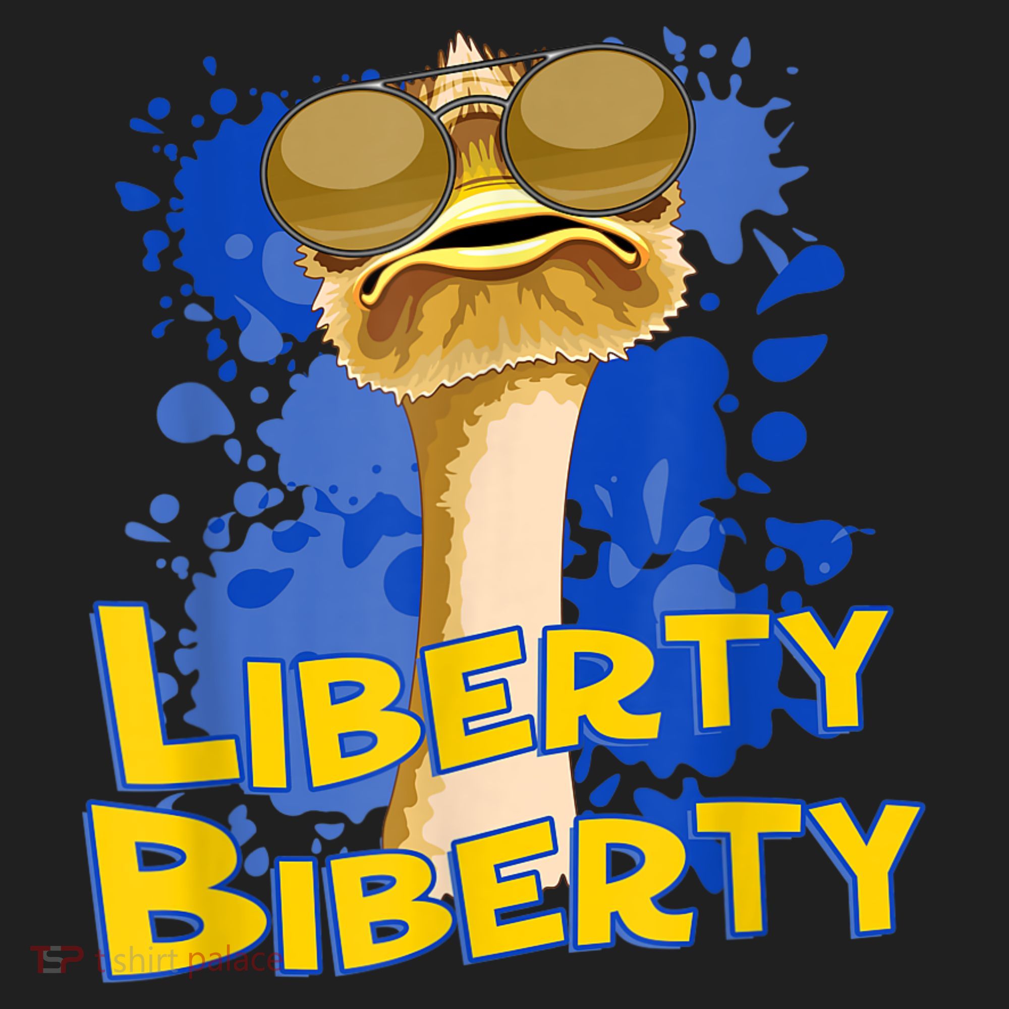 Funny Liberty Biberty Ostrich Sunglasses Humor Blue Beanie