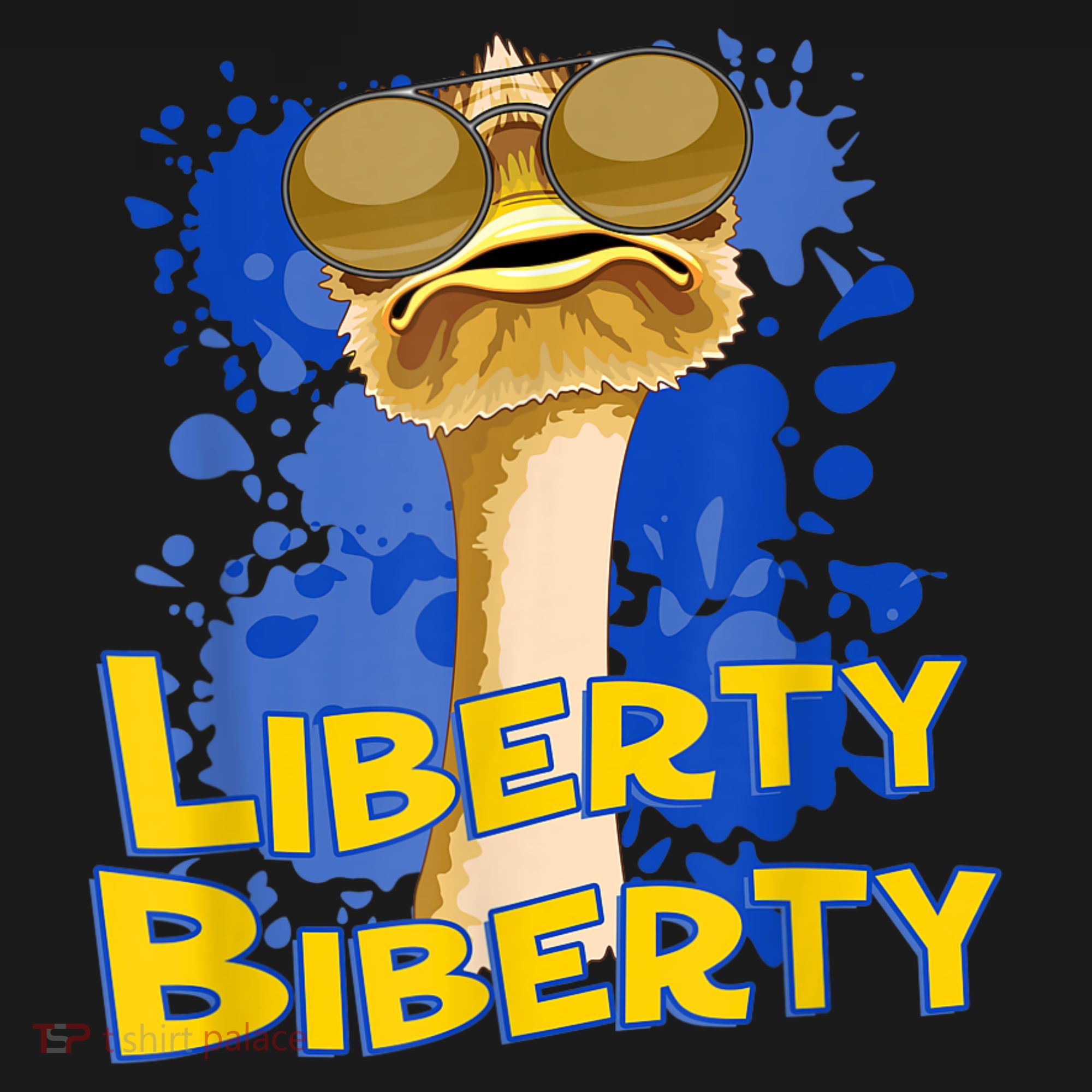 Funny Liberty Biberty Ostrich Sunglasses Humor Blue Women's Hoodie