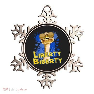 Funny Liberty Biberty Ostrich Sunglasses Humor Blue Ornament