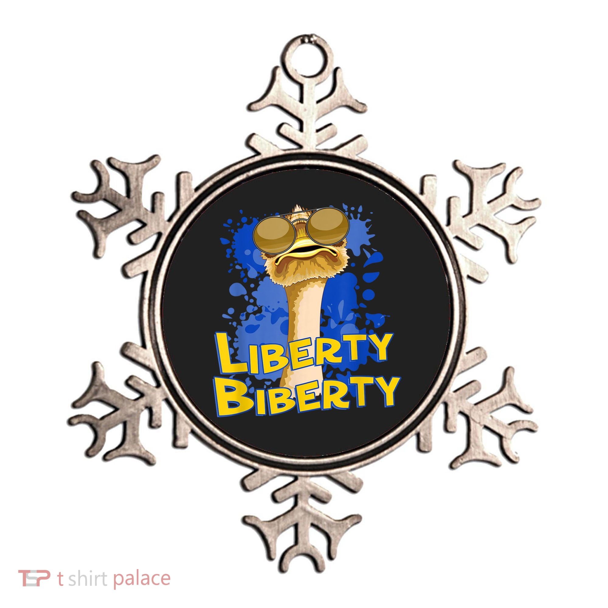Funny Liberty Biberty Ostrich Sunglasses Humor Blue Ornament