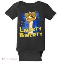 Funny Liberty Biberty Ostrich Sunglasses Humor Blue Baby Bodysuit thumb 0