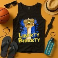 Funny Liberty Biberty Ostrich Sunglasses Humor Blue Tank Top thumb 4