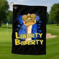 Funny Liberty Biberty Ostrich Sunglasses Humor Blue Golf Towel thumb 1