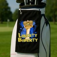 Funny Liberty Biberty Ostrich Sunglasses Humor Blue Golf Towel thumb 2