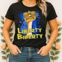Funny Liberty Biberty Ostrich Sunglasses Humor Blue Women's T-Shirt thumb 2