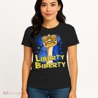 Funny Liberty Biberty Ostrich Sunglasses Humor Blue Women's T-Shirt thumb 4