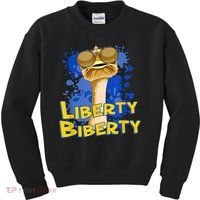 Funny Liberty Biberty Ostrich Sunglasses Humor Blue Kids Sweatshirt thumb 0