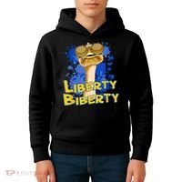 Funny Liberty Biberty Ostrich Sunglasses Humor Blue Kids Hoodie thumb 4