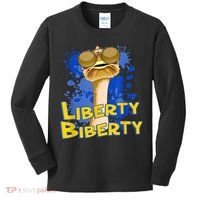 Funny Liberty Biberty Ostrich Sunglasses Humor Blue Kids Long Sleeve Shirt thumb 0