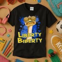 Funny Liberty Biberty Ostrich Sunglasses Humor Blue Kids T-Shirt thumb 3