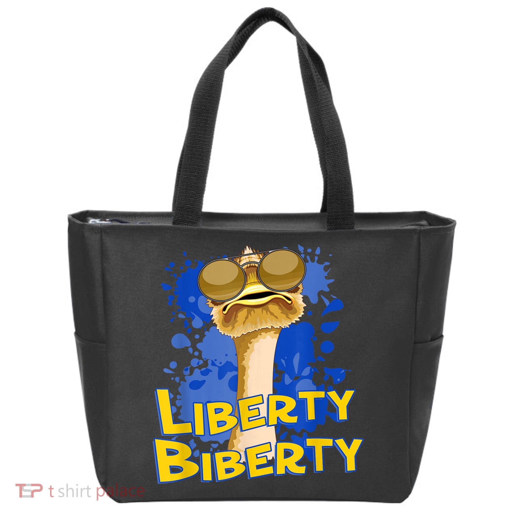 Funny Liberty Biberty Ostrich Sunglasses Humor Blue Tote Bag
