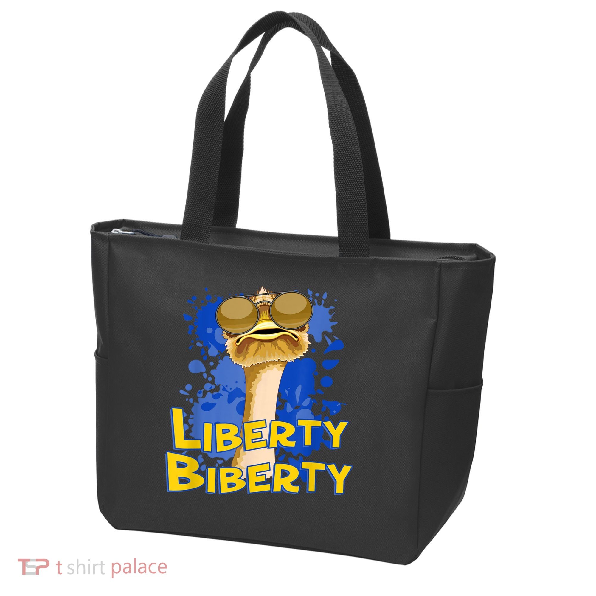 Funny Liberty Biberty Ostrich Sunglasses Humor Blue Tote Bag