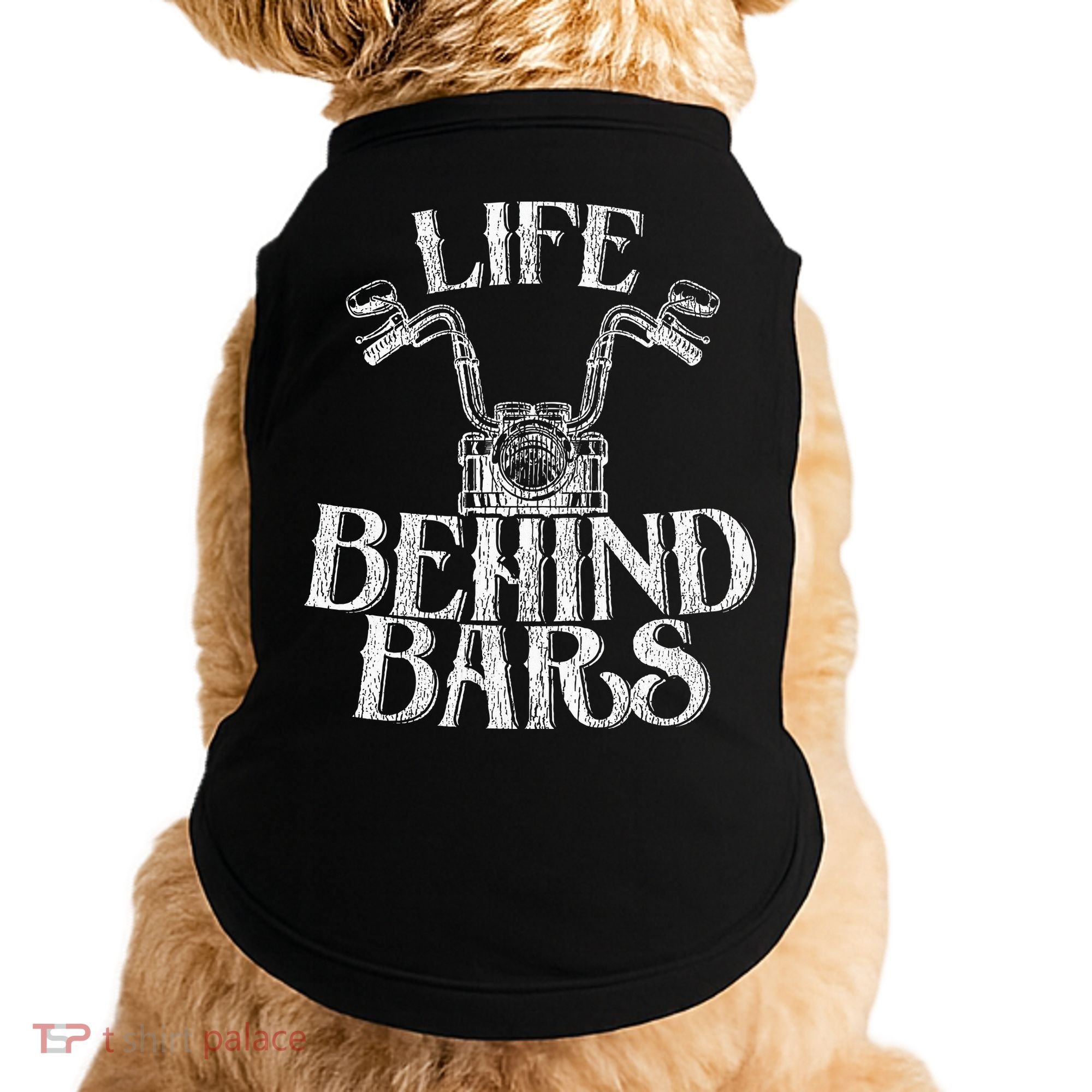 Funny Life Behind Bars Distressed Motorcycle Doggie Tank