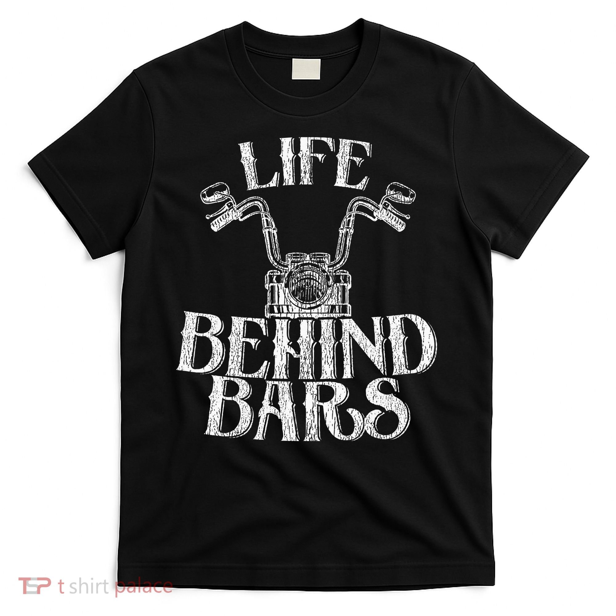 Funny Life Behind Bars Distressed Motorcycle T-Shirt