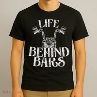 Funny Life Behind Bars Distressed Motorcycle T-Shirt thumb 3