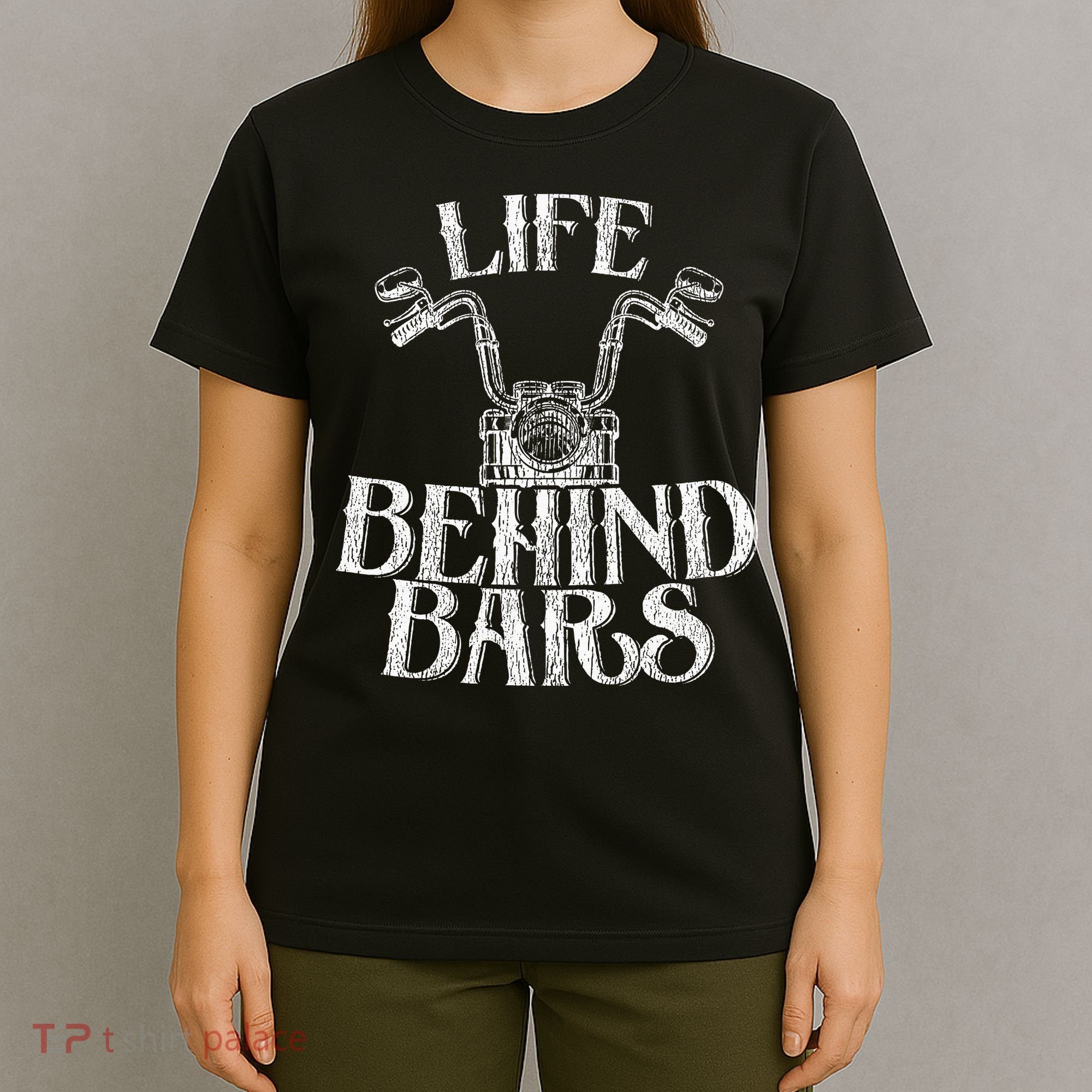 Funny Life Behind Bars Distressed Motorcycle T-Shirt