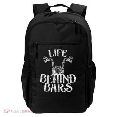 Funny Life Behind Bars Distressed Motorcycle Backpack