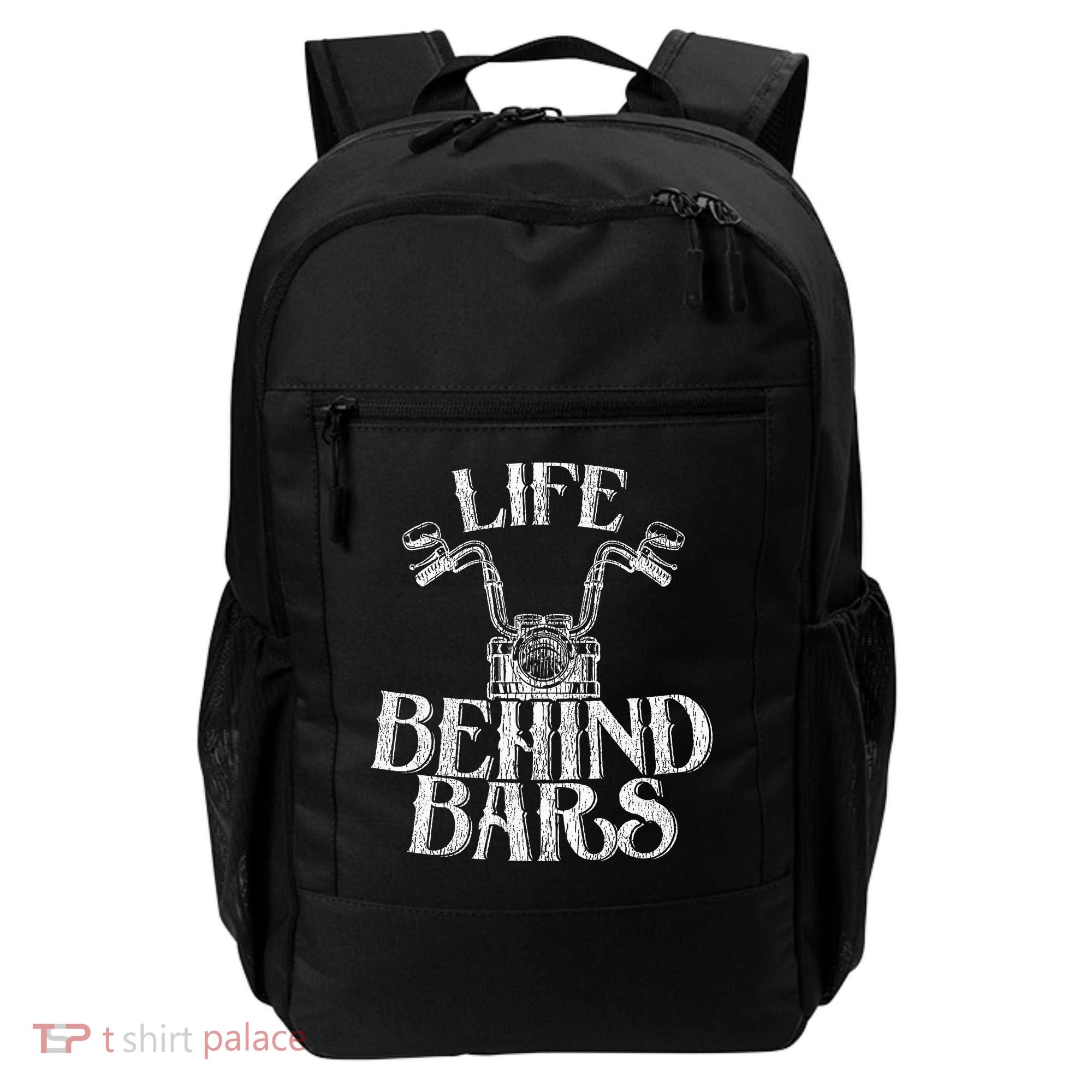 Funny Life Behind Bars Distressed Motorcycle Backpack