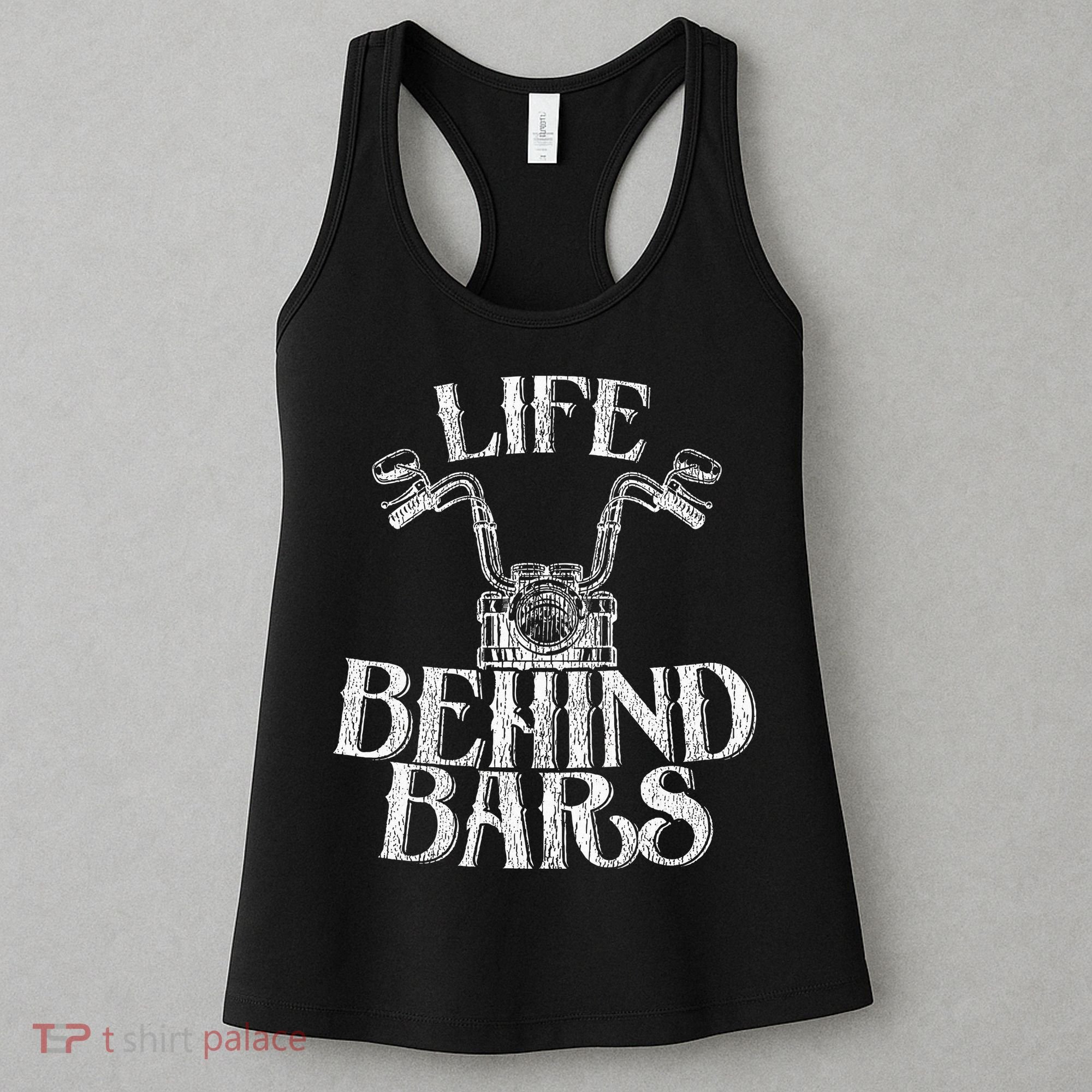 Funny Life Behind Bars Distressed Motorcycle Women's Tank Top