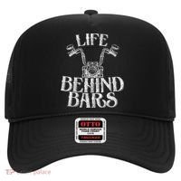 Funny Life Behind Bars Distressed Motorcycle Hat thumb 0