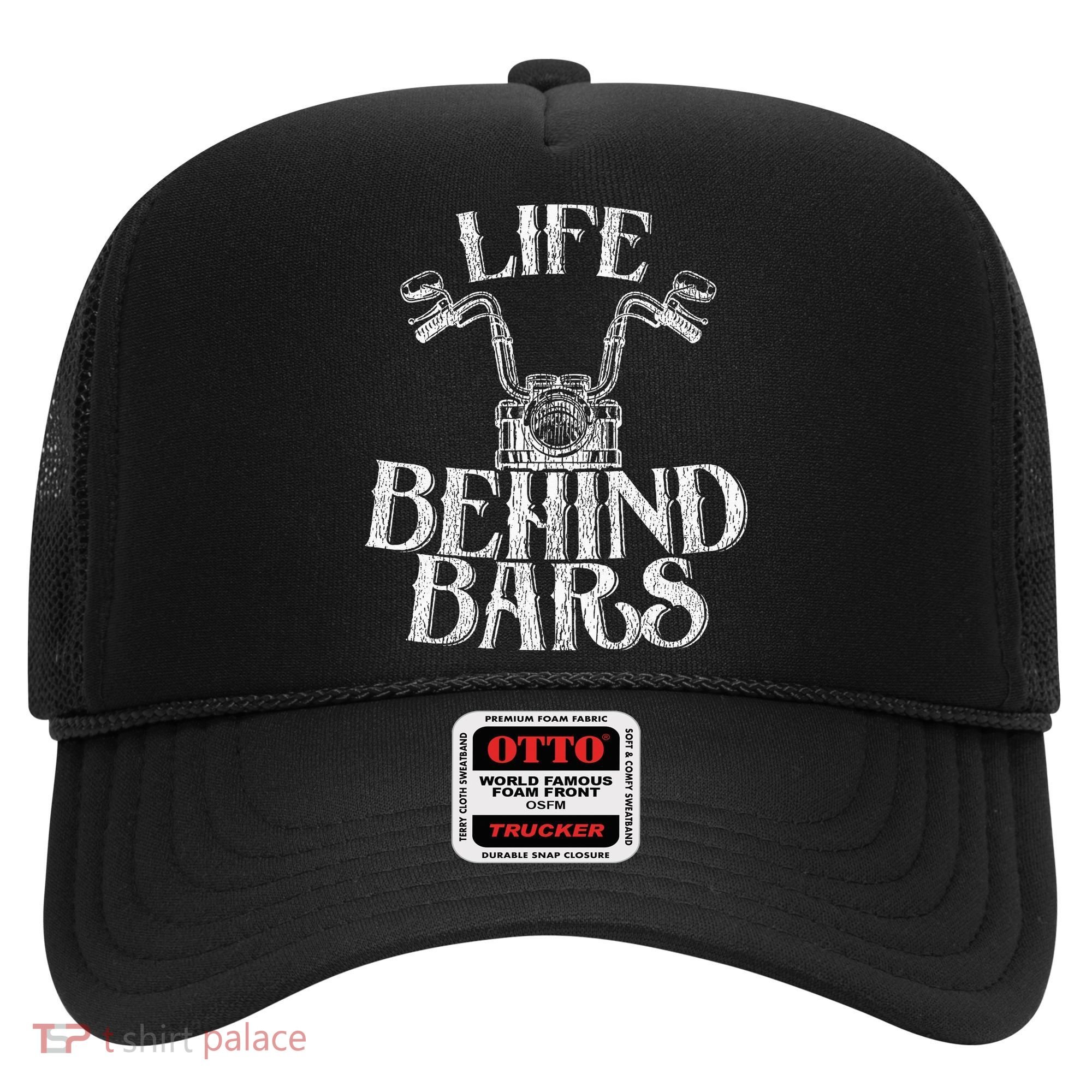 Funny Life Behind Bars Distressed Motorcycle Hat