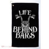 Funny Life Behind Bars Distressed Motorcycle Golf Towel thumb 0