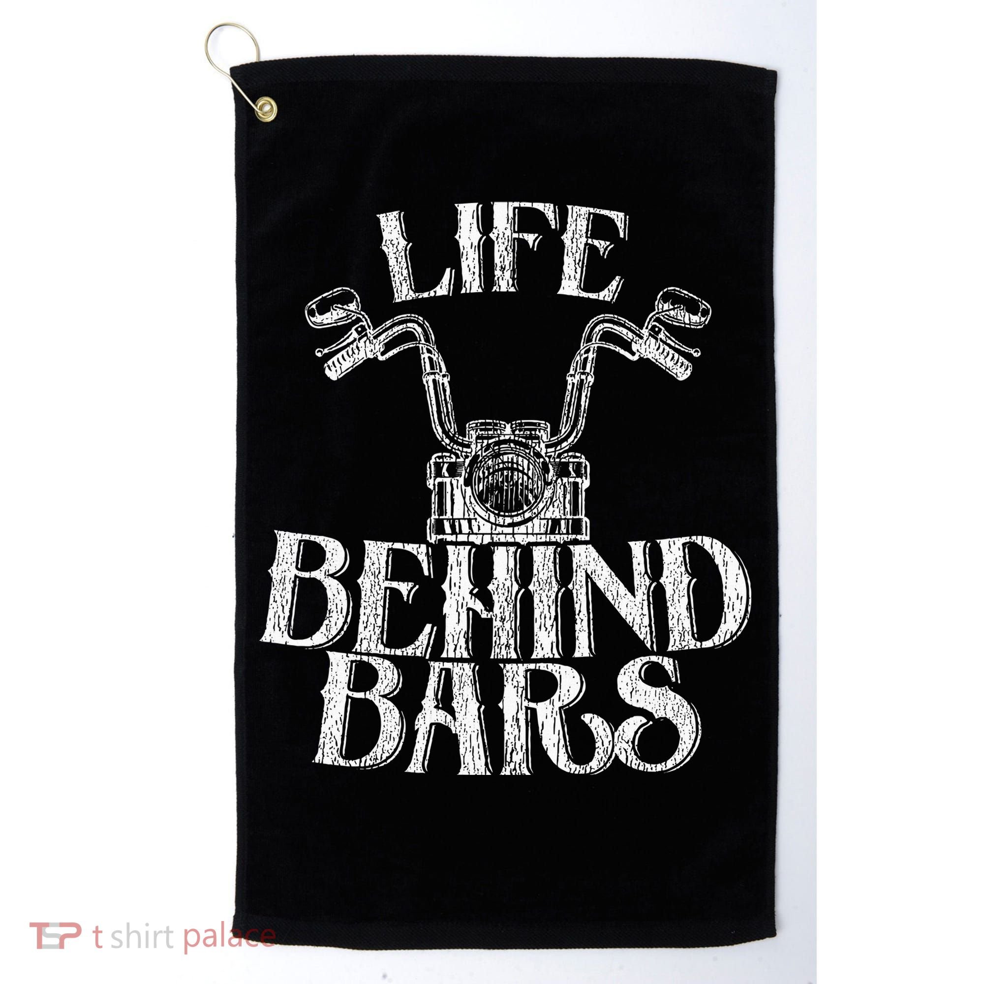 Funny Life Behind Bars Distressed Motorcycle Golf Towel