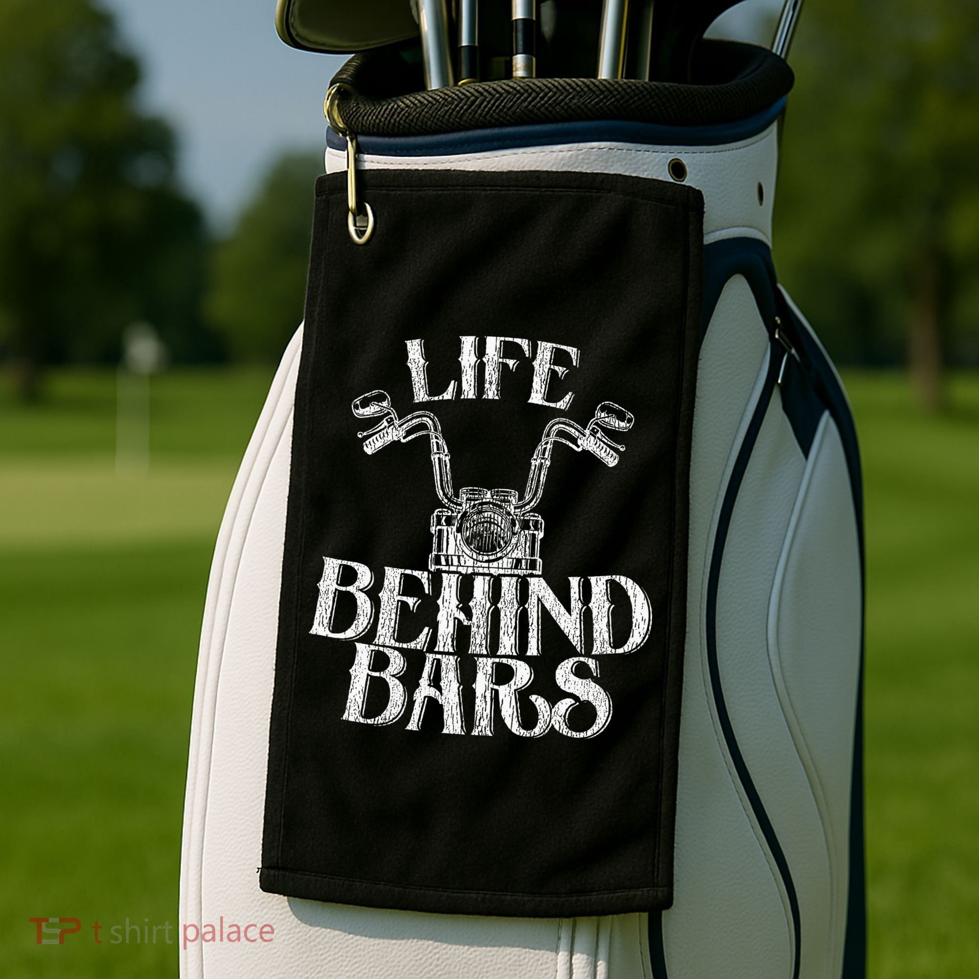 Funny Life Behind Bars Distressed Motorcycle Golf Towel