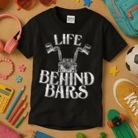 Funny Life Behind Bars Distressed Motorcycle Kids T-Shirt thumb 3