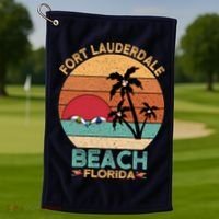Fort Lauderdale Beach Florida Sunset Golf Towel thumb 1