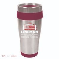 Football Lineman Because Brick Wall OLine DLine Lineman 16oz Travel Tumbler thumb 0