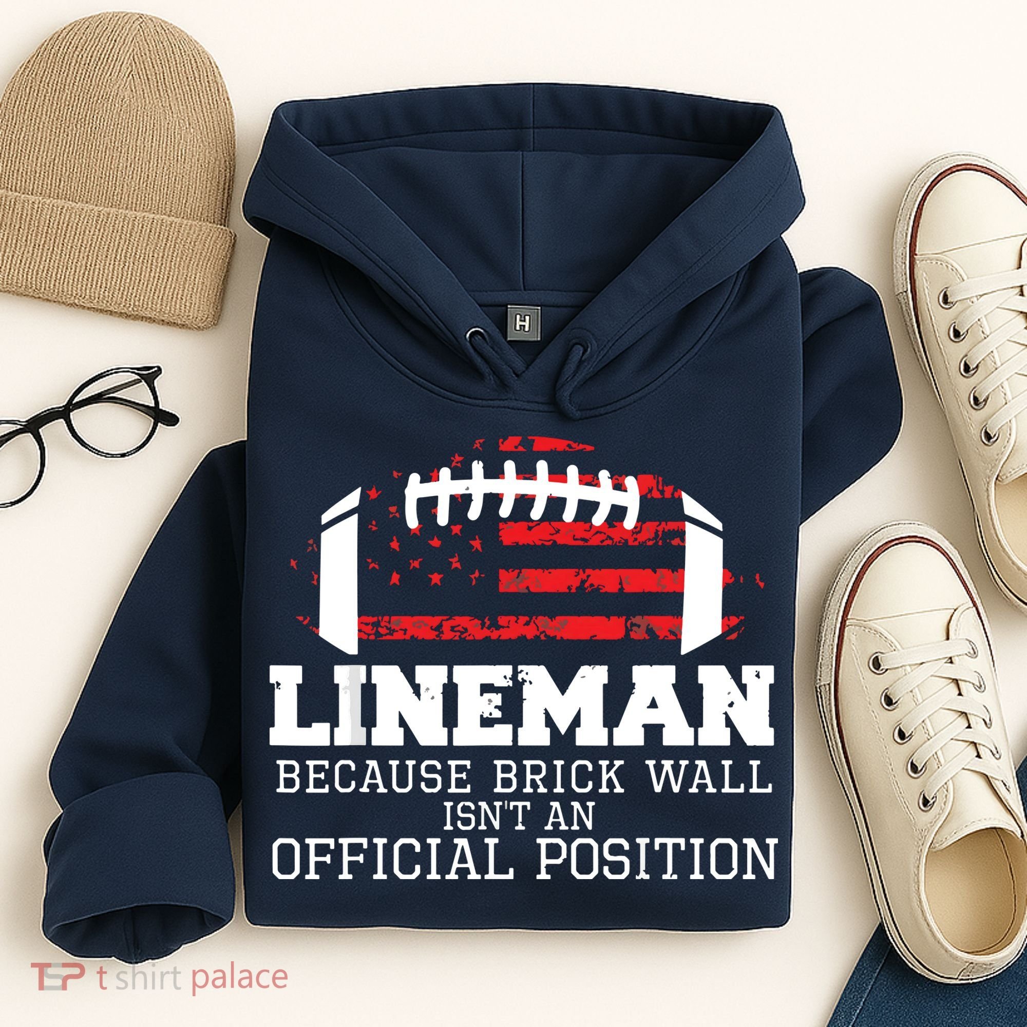 Football Lineman Because Brick Wall OLine DLine Lineman Hoodie
