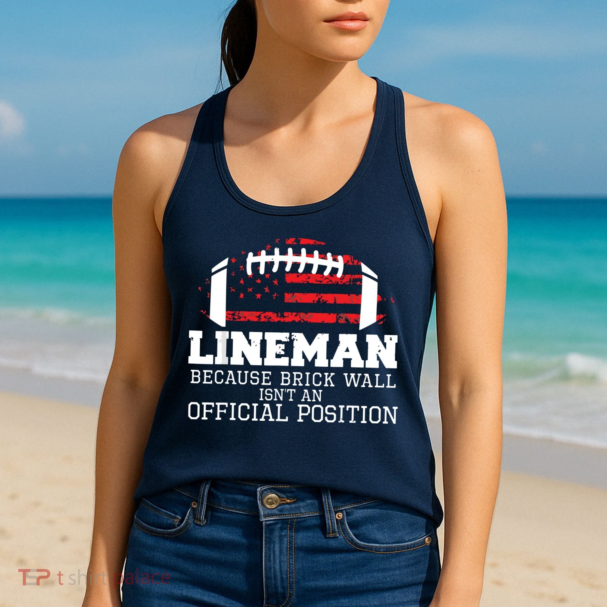 Football Lineman Because Brick Wall OLine DLine Lineman Women's Tank Top