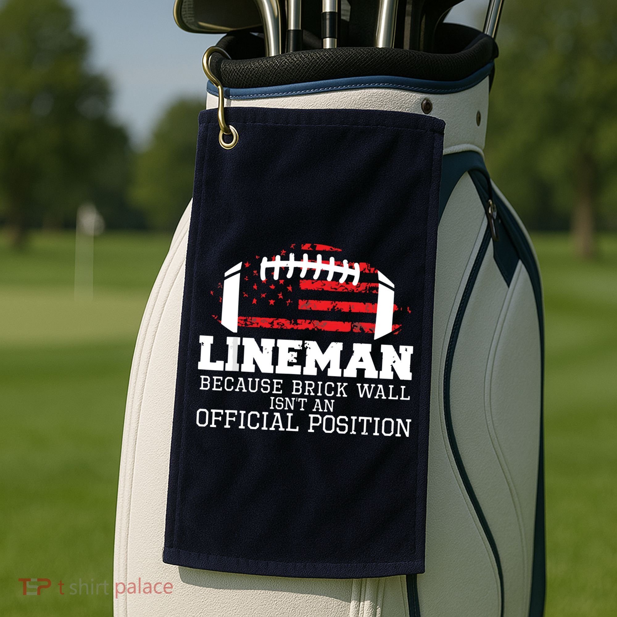 Football Lineman Because Brick Wall OLine DLine Lineman Golf Towel