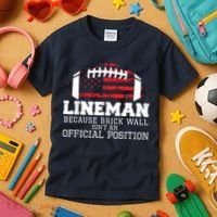 Football Lineman Because Brick Wall OLine DLine Lineman Kids T-Shirt thumb 3