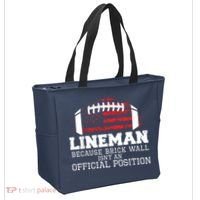 Football Lineman Because Brick Wall OLine DLine Lineman Tote Bag thumb 2