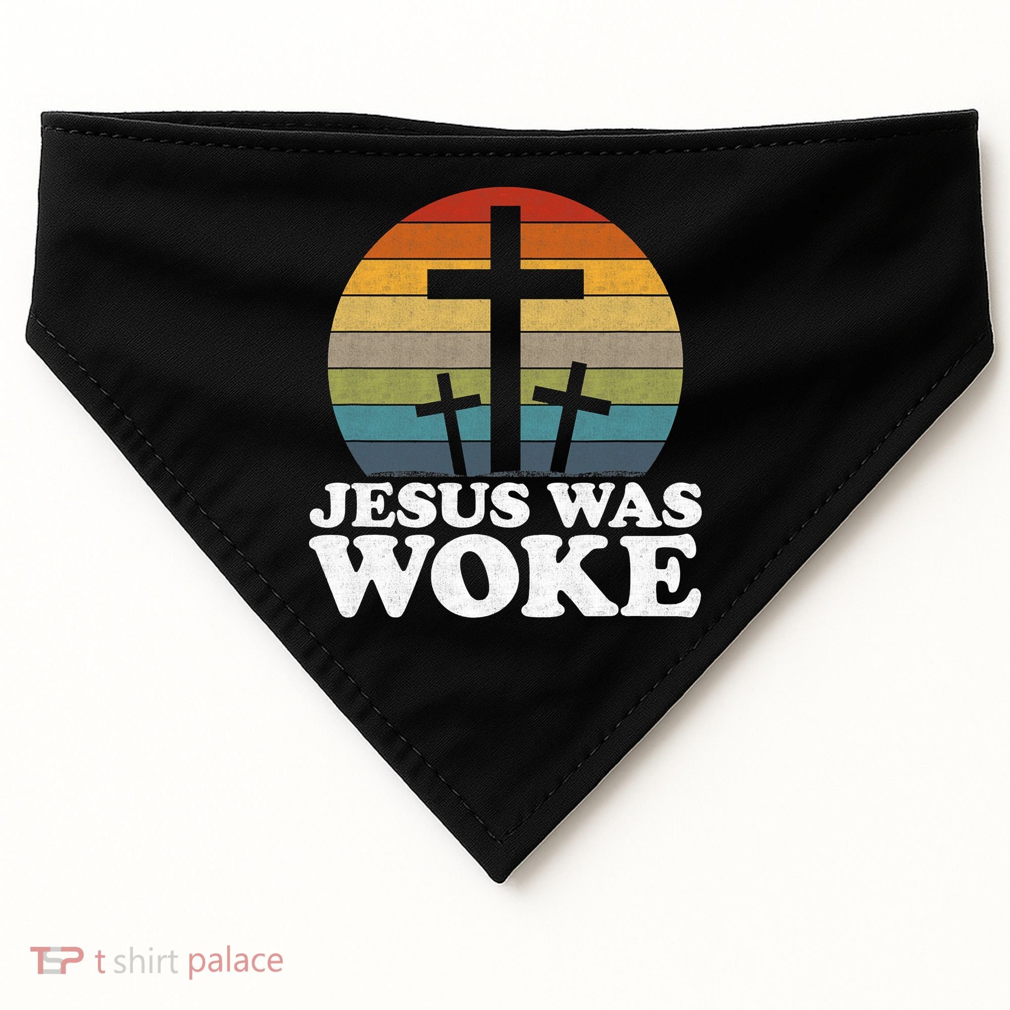 Funny Liberal Christian Democrat Jesus Was Woke USA-Made Doggie Bandana