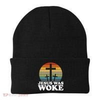 Funny Liberal Christian Democrat Jesus Was Woke Beanie thumb 0