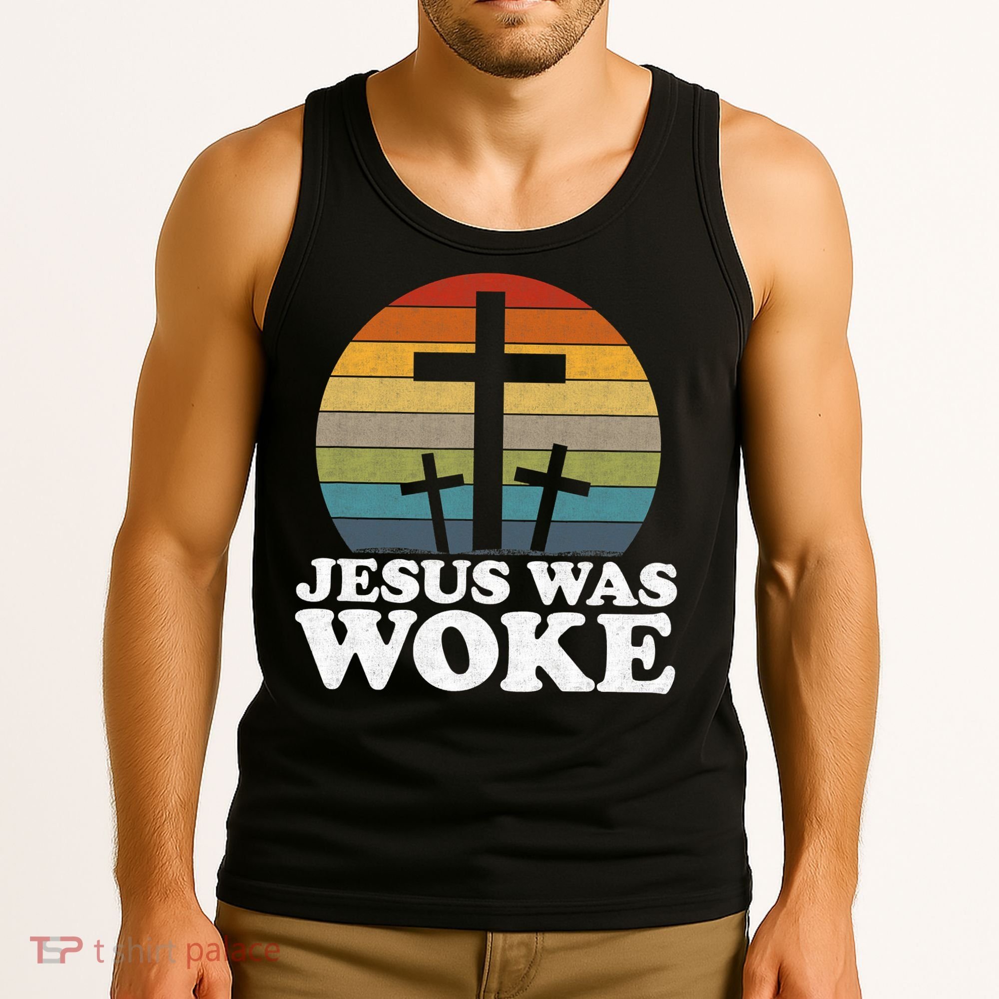 Funny Liberal Christian Democrat Jesus Was Woke Tank Top