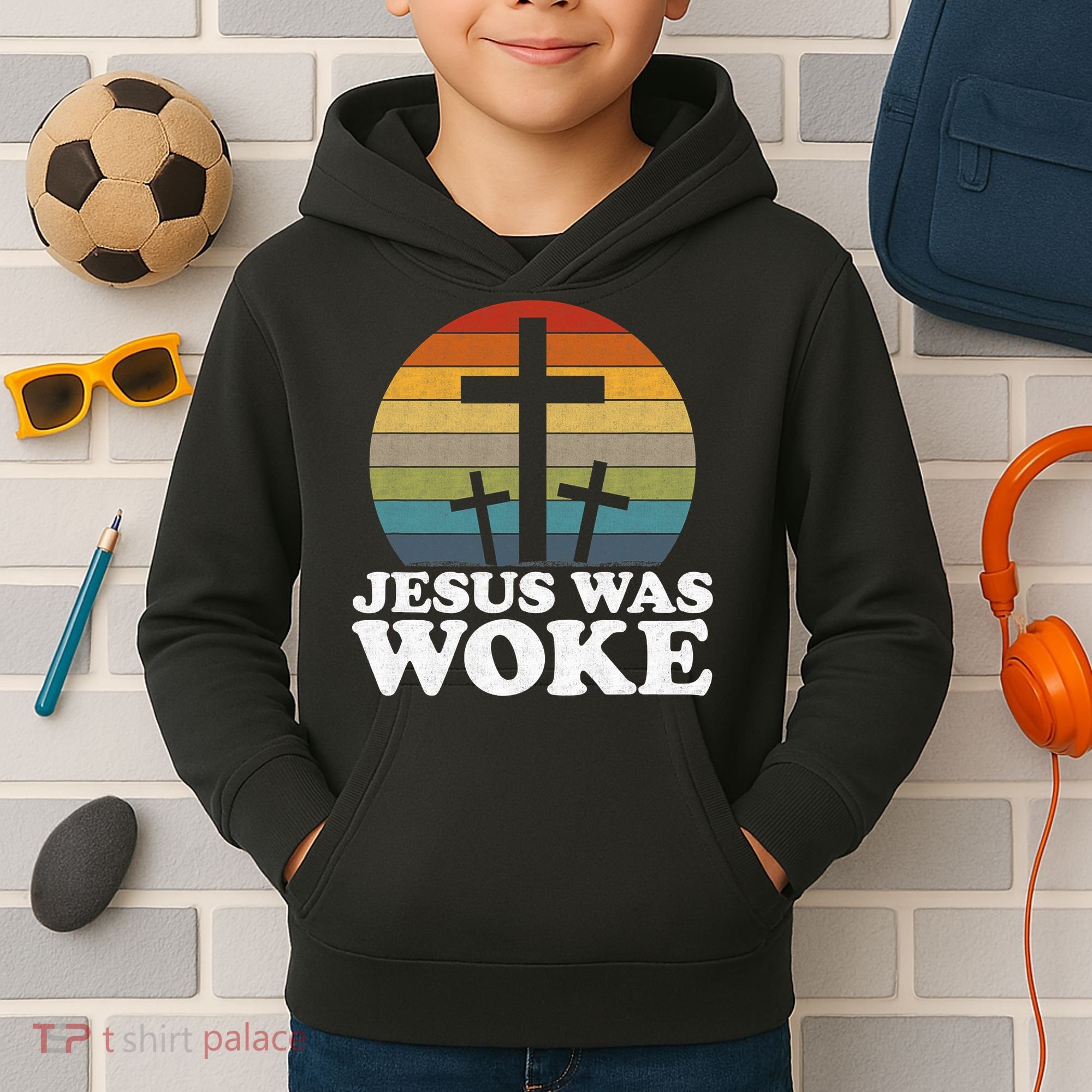 Funny Liberal Christian Democrat Jesus Was Woke Kids Hoodie